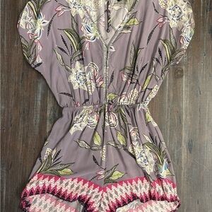 Cotton On Pink and Purple Floral Jumpsuit with Geometric Accents